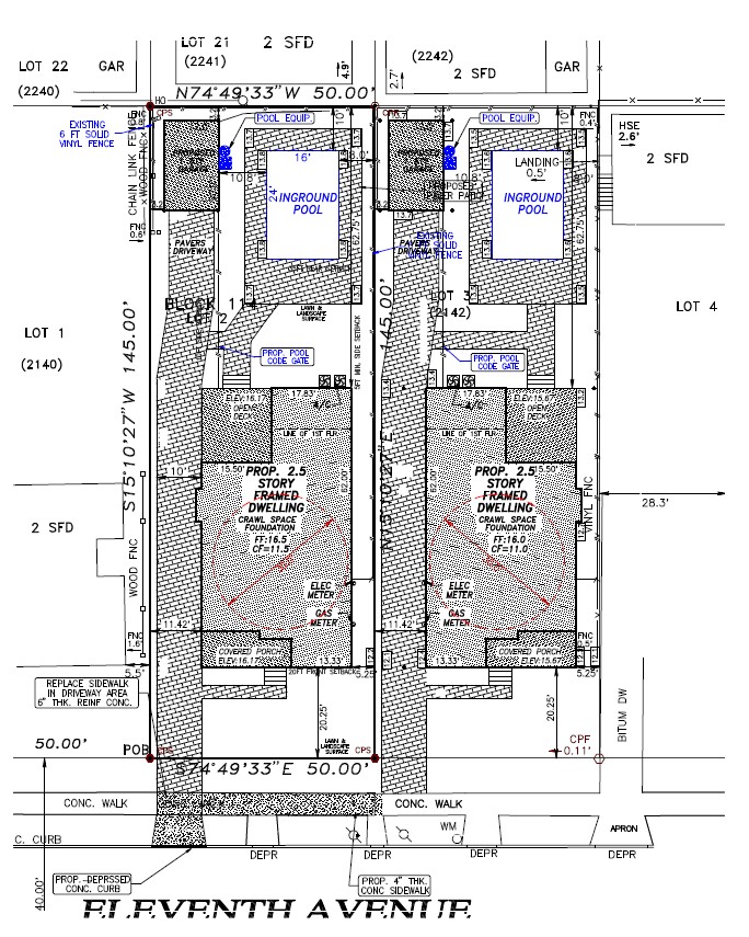 Lot Survey, Eleventh Ave. Belmar, NJ (The pool is not included)